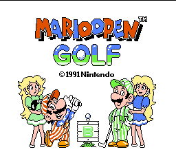 Mario Open Golf title screen for Famicom